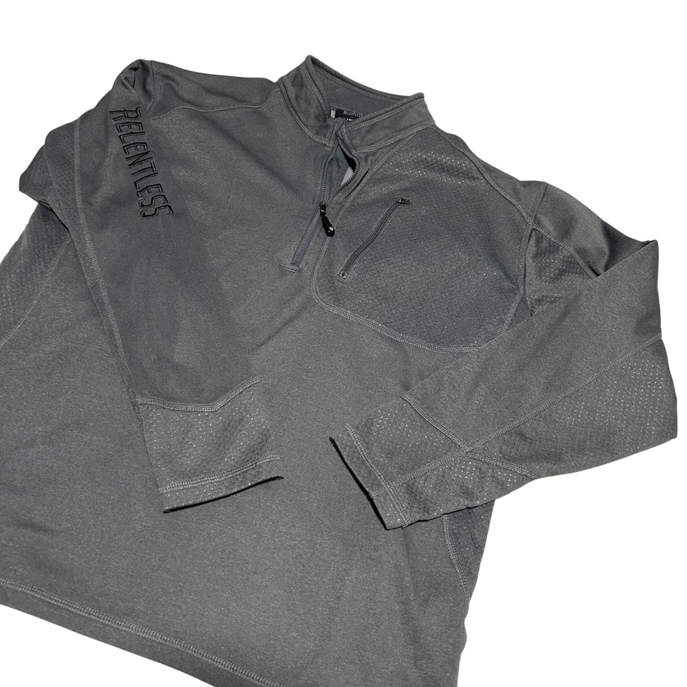 Ariat Relentless Pullover Mens Large Gray 1/4 Zip Performance Fleece Sweatshirt